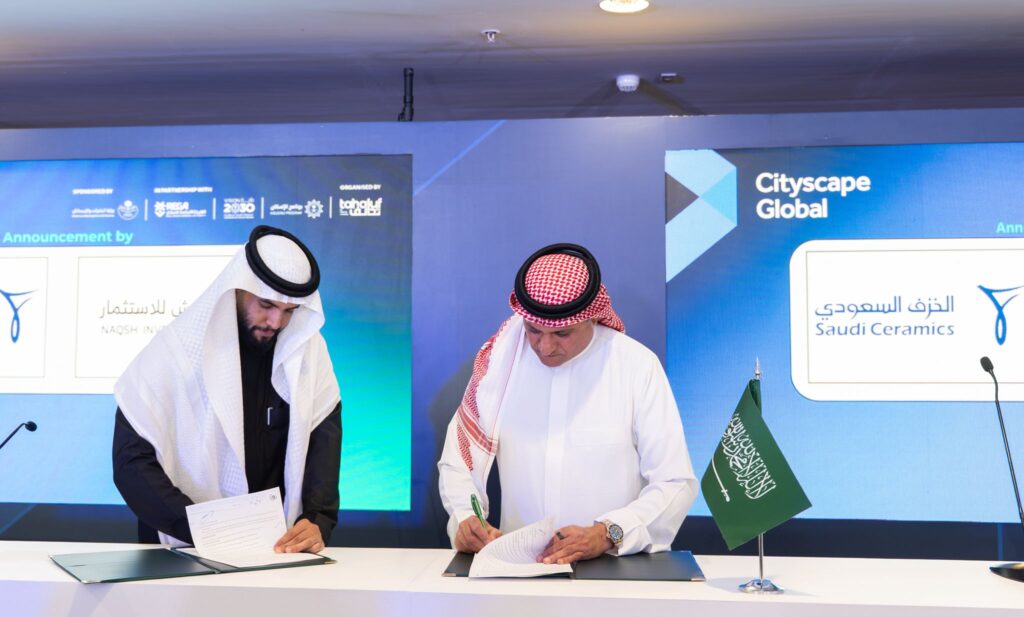 Saudi Ceramics Company and Naqsh Investment Sign Strategic Partnership at Cityscape Global